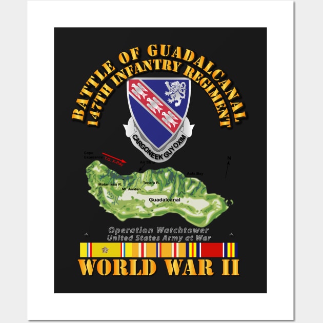 Army - 147th Infantry Regimen - WWII - Guadalcanal Wall Art by twix123844